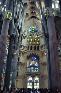 Inside the nave of Sagrada Família. 