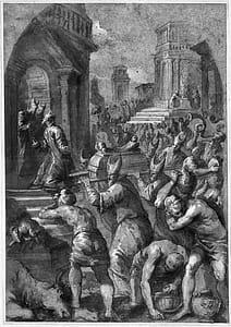 King Solomon Beholds the Ark of the Covenant Being Brought to the Temple