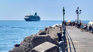 a cruise ship off Positano Italy