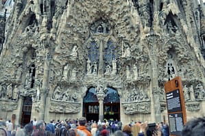 Outside Sagrada Família in Barcelona Spain