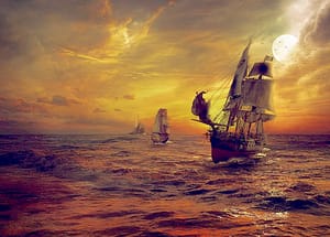 painting of sailing ship