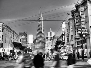Streets of San Francisco in black and white