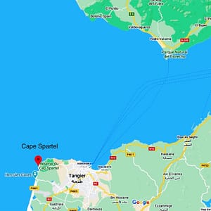 Where Cape Spartel is compared to Tangier Morocco